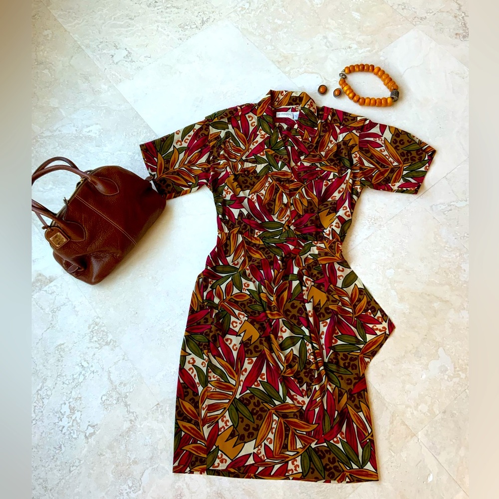 Vintage Tropical Print Liz Claiborne Dress sz 10